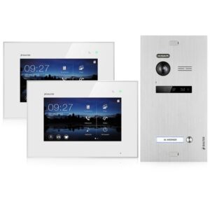 Video Gegensprechanlage BALTER EVO 2-Draht BUS für Einfamilienhaus mit 2 x Touchscreen 7" Monitor (Innenstation Farbe: Schwarz / Türstation Farbe : Anthrazitgrau)