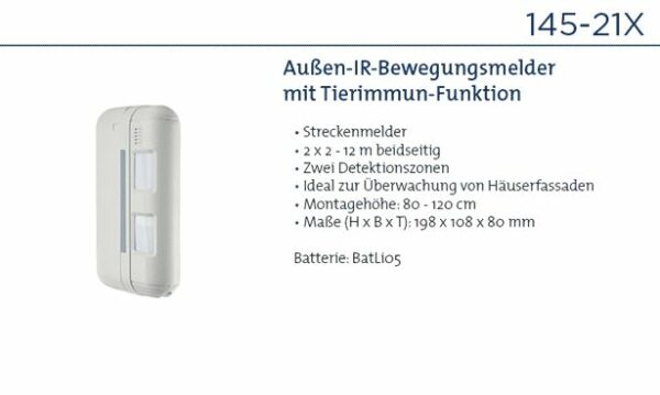 Daitem 145-21X Funk-Außen-Tierimmun-IR-Bewegungsmelder