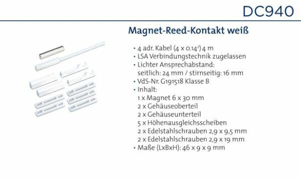 Daitem DC940 Magnet-Reedkontakt, weiß