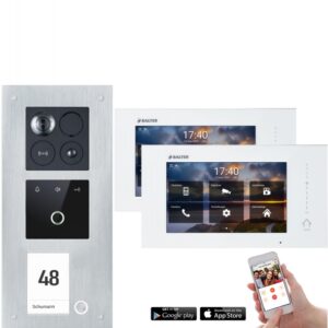Balter ERA Video Türsprechanlage mit Fingerprint für 1 Familienhaus mit 2x 7" Monitor (Innenstation Farbe: Schwarz / Türstation Farbe : Schwarz / RFID Schlüssel: 10)